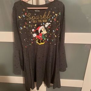 Disney girls gray Minnie Mouse sparkle all the way Christmas holiday dress